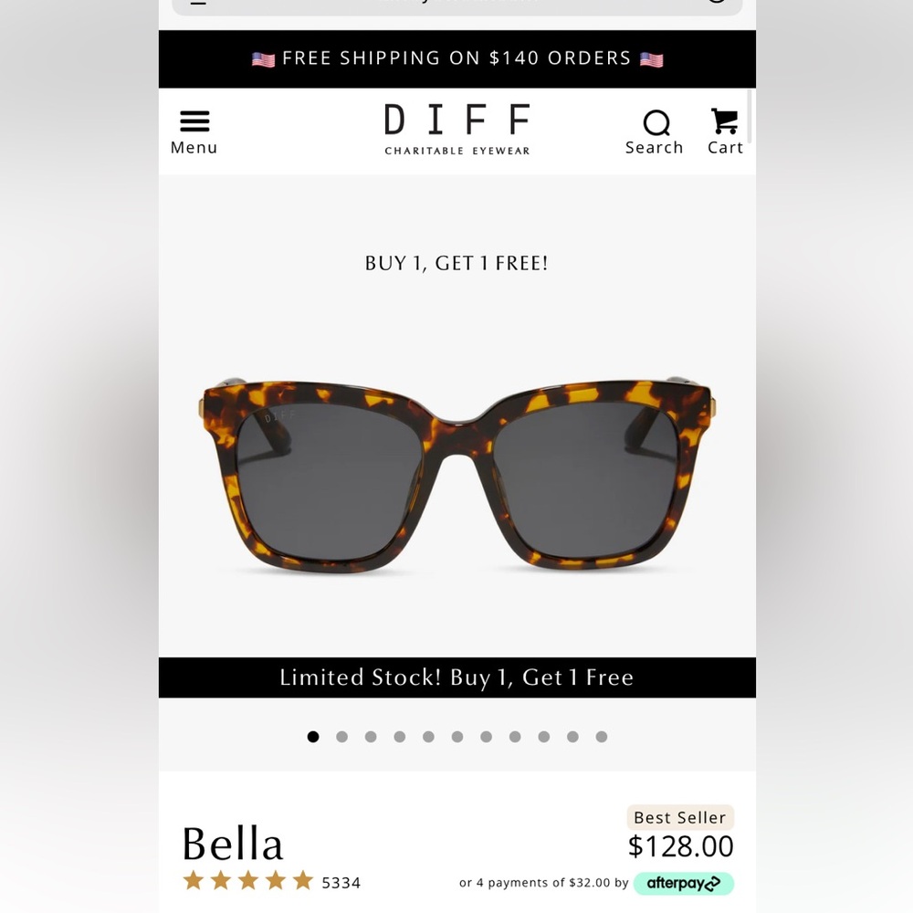 Diff Sunglasses Tortoise Shell Frames. Dark Lense… - image 1